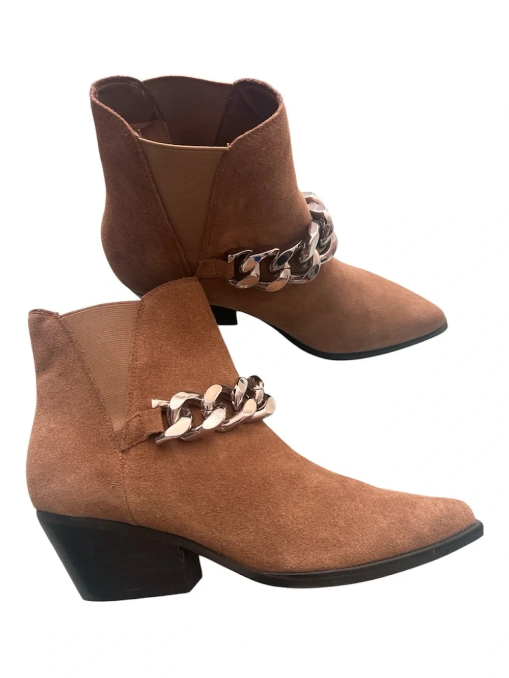 Marc Fisher LTD Suede Chain Detail Ankle Boots Women's Size 9M